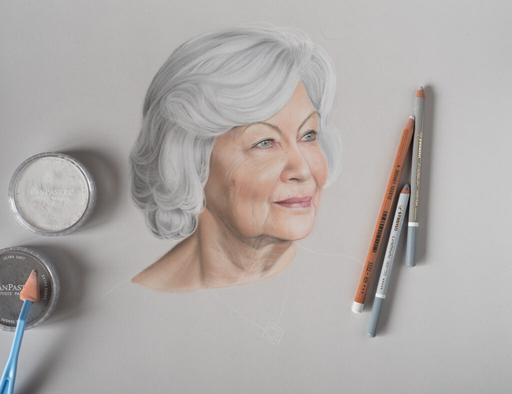 Portrettekening in pastel