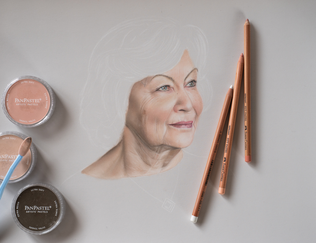 pastelportret-proces